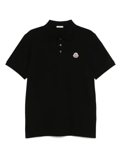 Moncler Polo Shirt With Regular Fit And Mother-of-pearl Buttons In Black