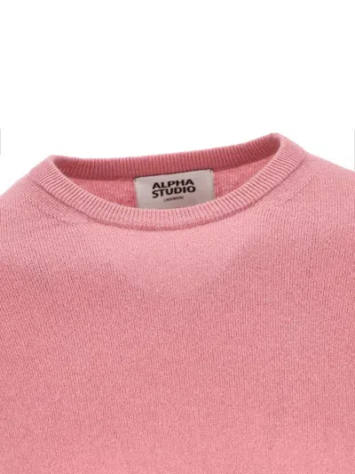 Alpha Studio Crew-neck Cashmere Sweater In Pink