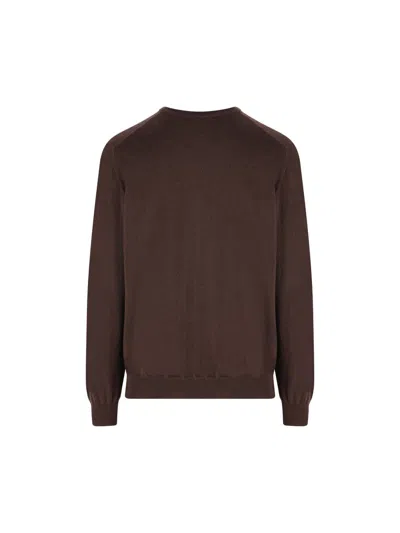 Alpha Studio Crew-neck Cashmere Sweater In Brown