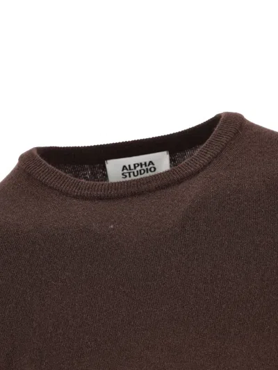 Alpha Studio Crew-neck Cashmere Sweater In Brown