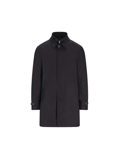 Fay Morning Coat In Technical Poplin In Blue