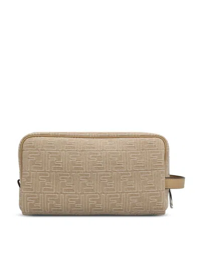 Fendi Ff Toiletry Case Medium In Neutral