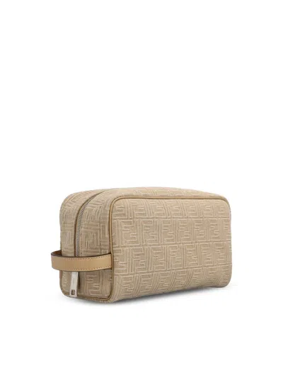 Fendi Ff Toiletry Case Medium In Neutral