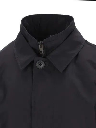 Fay Morning Coat In Technical Poplin In Blue