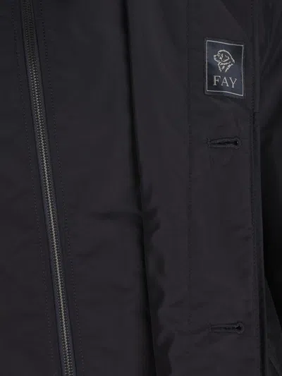 Fay Morning Coat In Technical Poplin In Blue