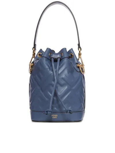 Fendi Borsa A Secchiello Mon Tresor In Pelle Avio  Donna In Blue