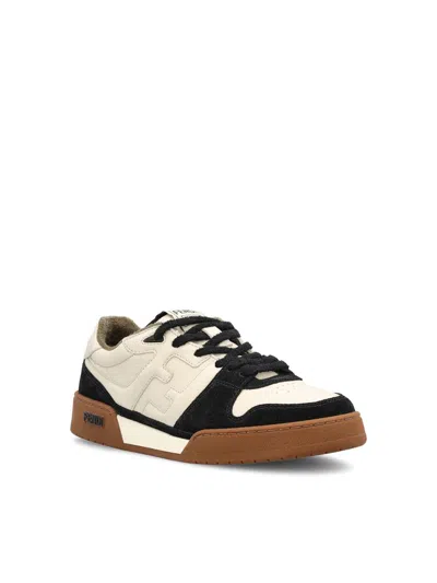 Fendi Match Leather And Suede Low Top Sneakers Shoes In Multi