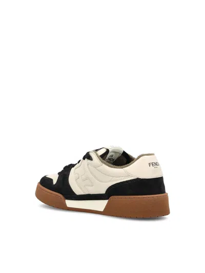 Fendi Match Leather And Suede Low Top Sneakers Shoes In Multi