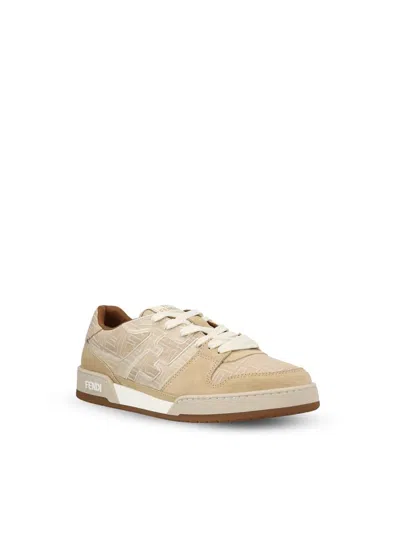 Fendi Ff-monogram Jacquard Suede-panels Sneakers