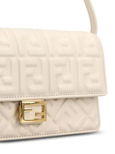 Fendi Baguette Ff Leather Wallet On Chain In Neutral