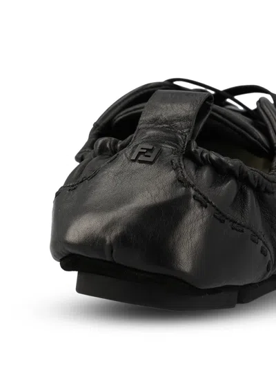Fendi Calf Leather Sneakers With Subtle Branding In Black