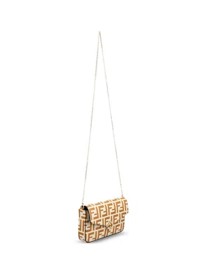 Fendi Chain Strap Diamond Wallet With Gold-tone Hardware In Multi