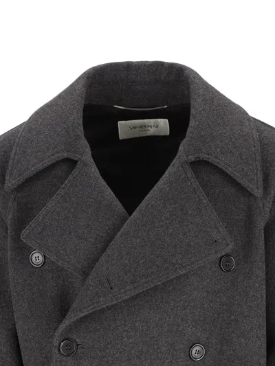 Saint Laurent Coats In Gray