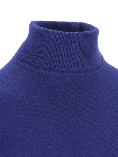 Saint Laurent Blue Cashmere Wool Blend Turtleneck Sweater In Blue