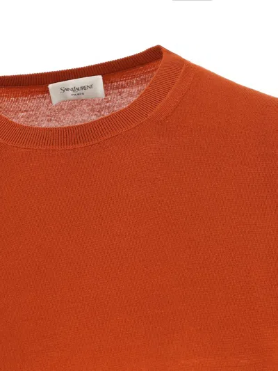 Saint Laurent T-shirt Sweater In Wool In Orange