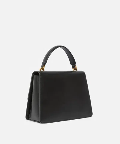 Pinko Medium Love Bag Top Handle Light Handbag In Grained Leather In Black