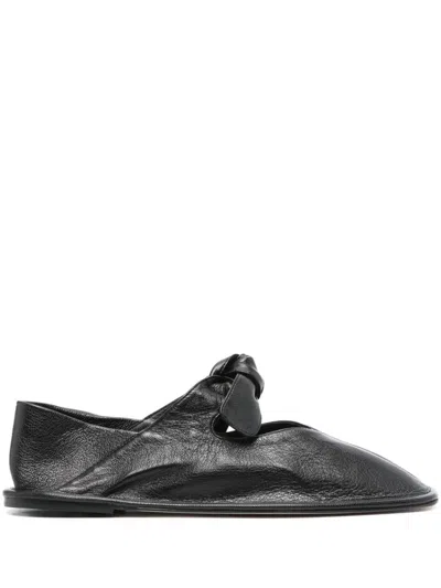 Hereu Black Llasada Supple Shiny Ballerina Flats In Black