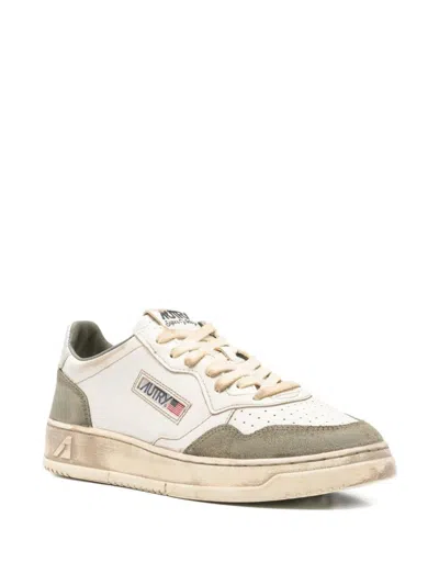 Autry Low Top Sneakers With Contrasting Leather Inserts In Neutral