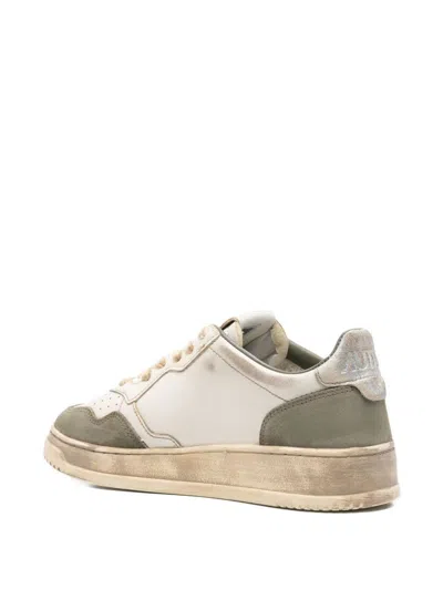 Autry Low Top Sneakers With Contrasting Leather Inserts In Neutral