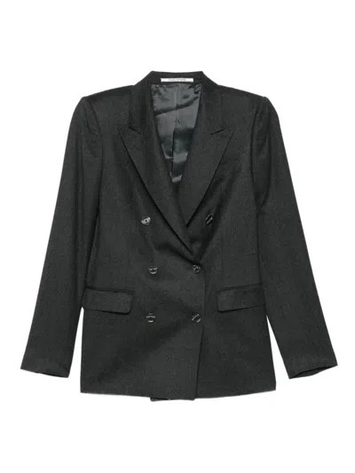 Tagliatore Wool And Silk Pleated Suit Clothing In Blue