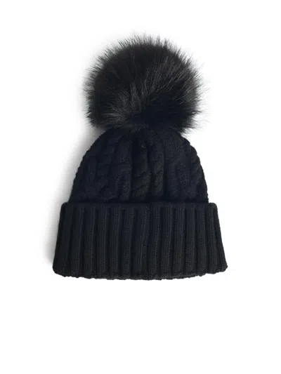Moncler Virgin Wool And Black Cashmere Beanie Women In Black