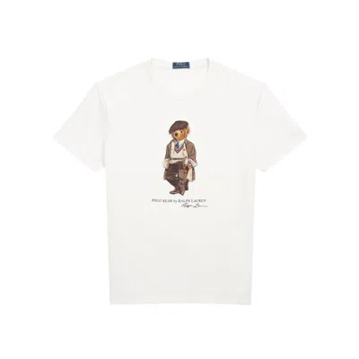 Polo Ralph Lauren Mens White Polo Bear Graphic-print Cotton-jersey T-shirt Xxl In White