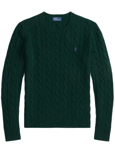 Polo Ralph Lauren Wool And Cashmere Cable Knit Crew Neck Sweater In Green