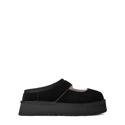 Ugg Mary Jane Flats With Translucent Sole And Decorative Bows In Black