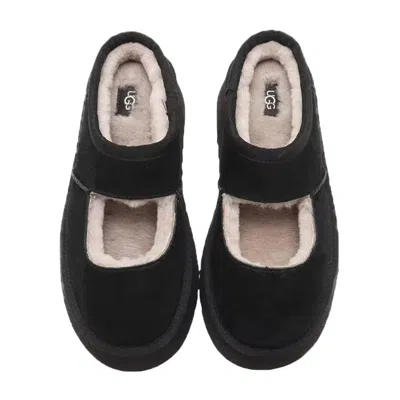 Ugg Mary Jane Flats With Translucent Sole And Decorative Bows In Black