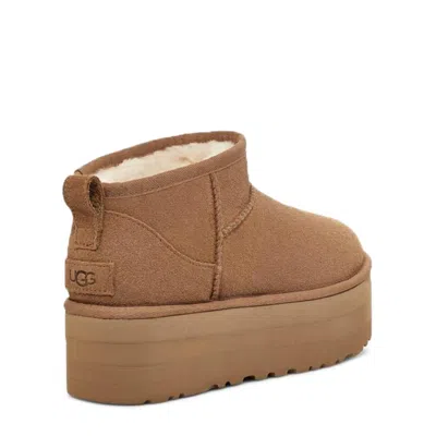 Ugg Biscuit Suede Classic Ultra Mini Ankle Boots In Nude