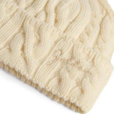 Golden Goose Journey Beanie Knit Cable Golden Embroidery In Neutral