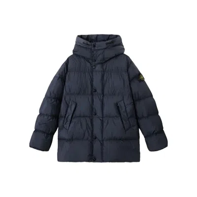 Stone Island Garment Dyed Crinkle Reps Ny Recycled Nylon Short Parka In Blue
