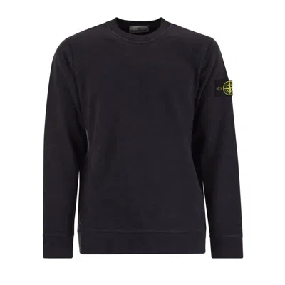 Stone Island Vanisé Brushed Heavy Cotton Sweatshirt In Black
