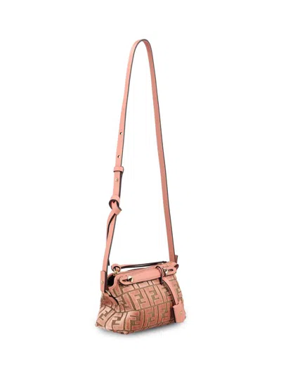 Fendi By The Way Soft Mini Ff Jacquard Velvet And Leather Shoulder Bag In Pink