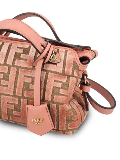 Fendi By The Way Soft Mini Ff Jacquard Velvet And Leather Shoulder Bag In Pink