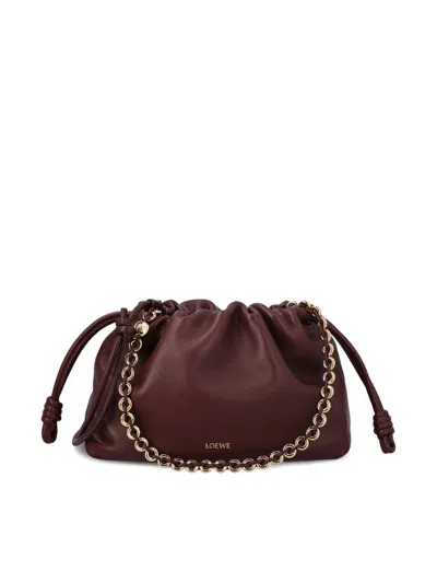 Loewe Flamenco Small Crossbody Bag In Napa Leather With Detachable Chain In Burgundy
