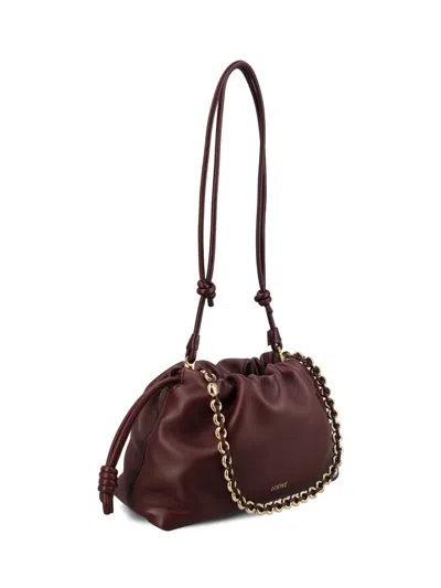 Loewe Flamenco Small Crossbody Bag In Napa Leather With Detachable Chain In Burgundy