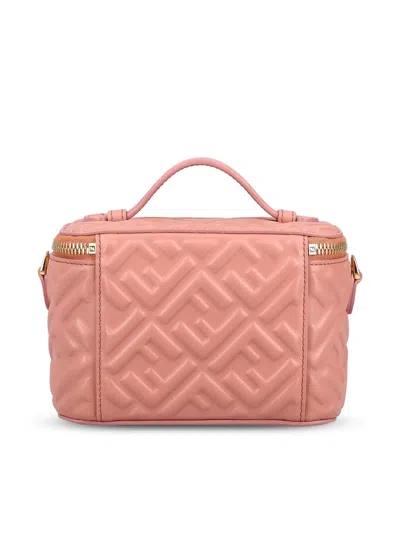 Fendi Women Vanity Leather Shoulder Bag With Ff Motif In Pink