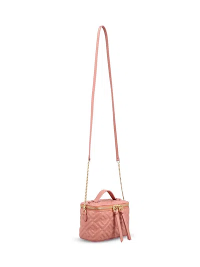 Fendi Women Vanity Leather Shoulder Bag With Ff Motif In Pink