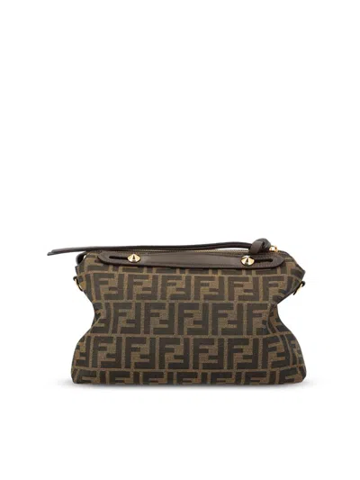 Fendi Soft Medium Cross-body Bag With Leather Accents In Brown