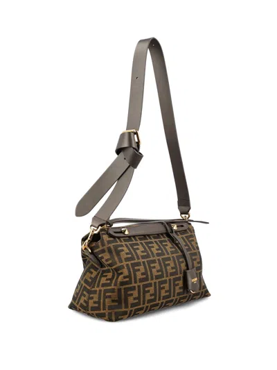 Fendi Soft Medium Cross-body Bag With Leather Accents In Brown