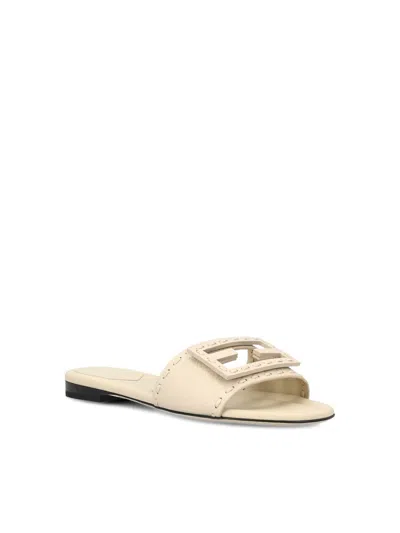 Fendi Signature Slide Sandal In White