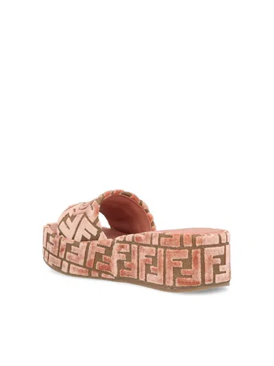 Fendi Sunshine Platform Wedge Slide Sandal In Pink