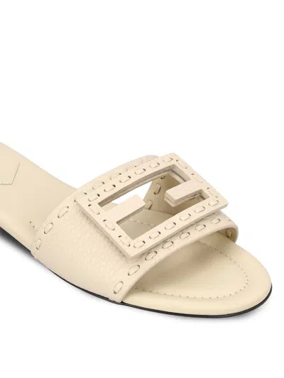 Fendi Signature Slide Sandal In White