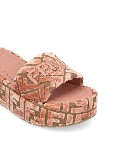 Fendi Sunshine Platform Wedge Slide Sandal In Pink