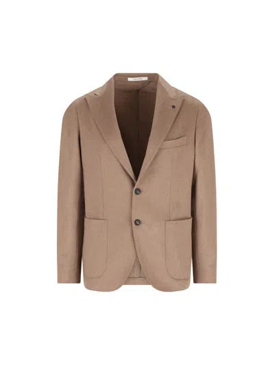 Tagliatore Single-breasted Blazer With Button Cuffs In Brown