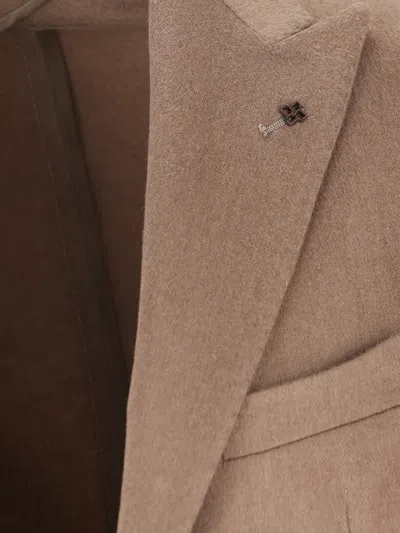 Tagliatore Single-breasted Blazer With Button Cuffs In Brown