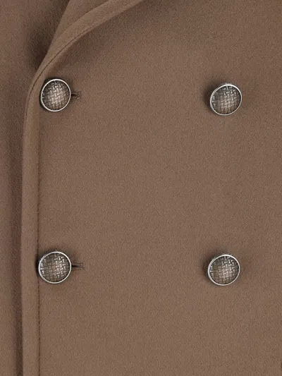 Tagliatore Long-sleeved Double-breasted Jacket In Brown