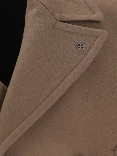 Tagliatore Long-sleeved Double-breasted Jacket In Brown