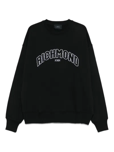 John Richmond Relaxed Fit Black Sweatshirt With Bold Logo In Black